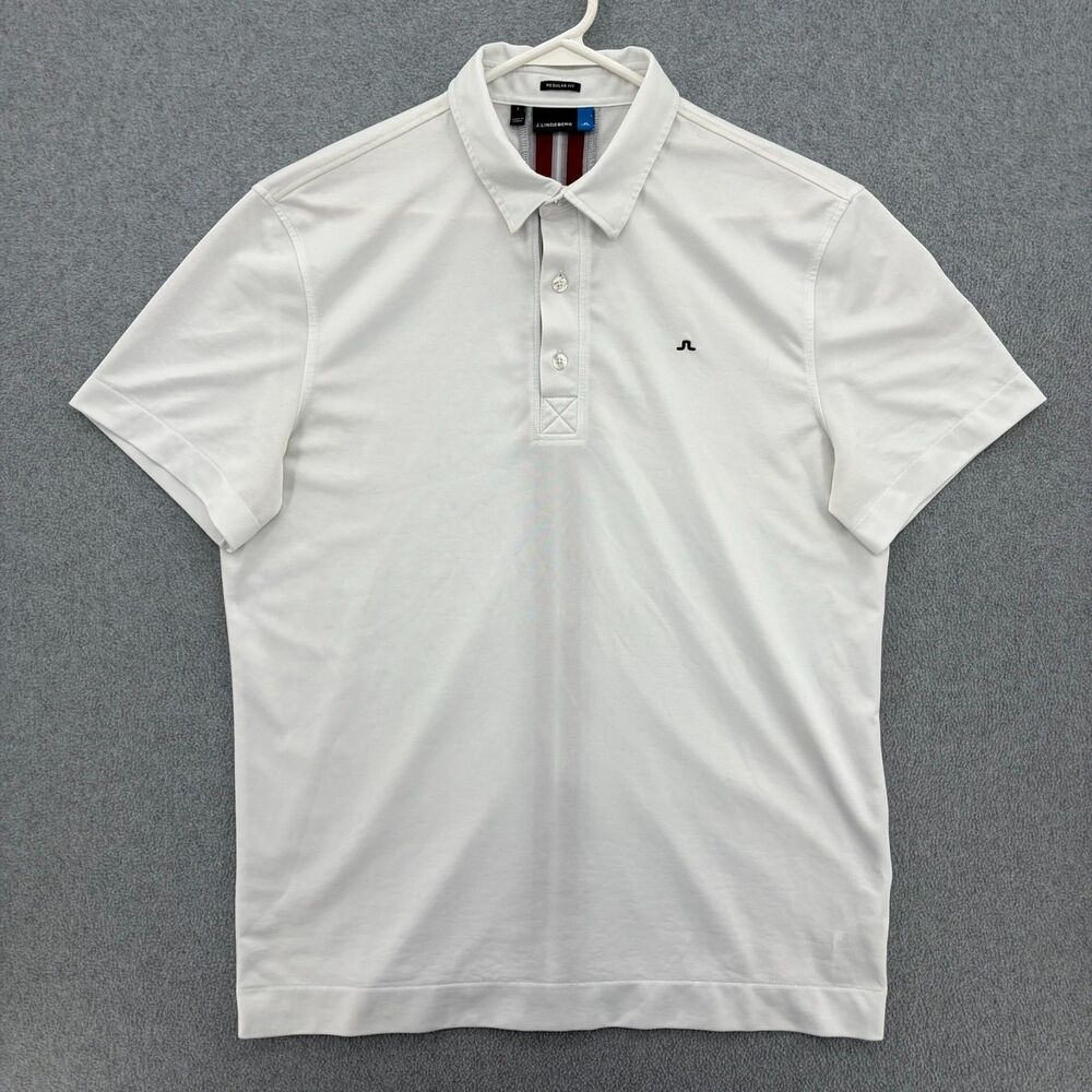 J. Lindeberg Vinson Golf Polo Shirt Mens L White Fieldsensor 2.0 Regular Fit